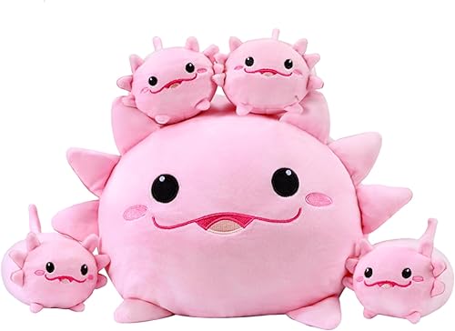 YIIQUWEN Axolotl - Lindo animal de peluche con 4 almohadas suaves para bebé, regalo de Navidad, Acción de Gracias, cumpleaños, decoración para niñas