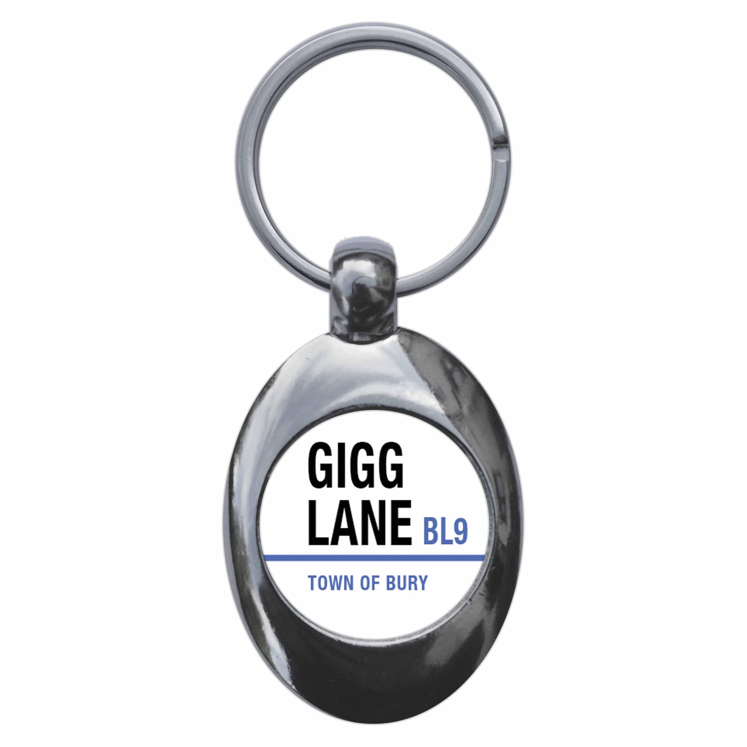 Ozorath Gigg Lane BL9 Bury Road Sign Keyring Keychain Key Ring Chain With Trolley Coin