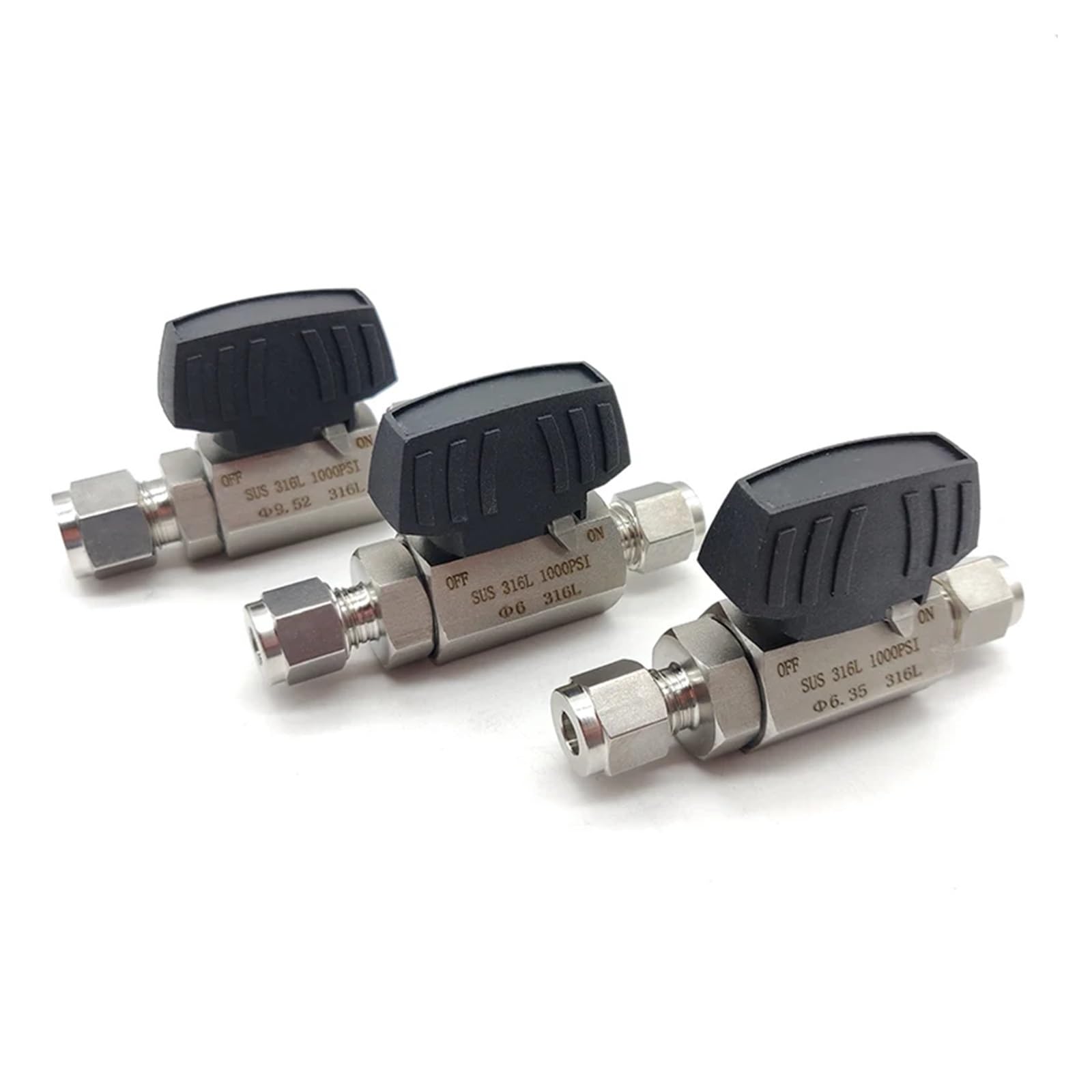 Zawór kulowy ze stali nierdzewnej 316L z podwójną nasadką (6 mm, 8 mm, 10 mm, 1/4", 3/8" i 1/2"), wysokociśnieniowy, sześciokątny, do instrumentów pneumatycznych (0,75 cala)