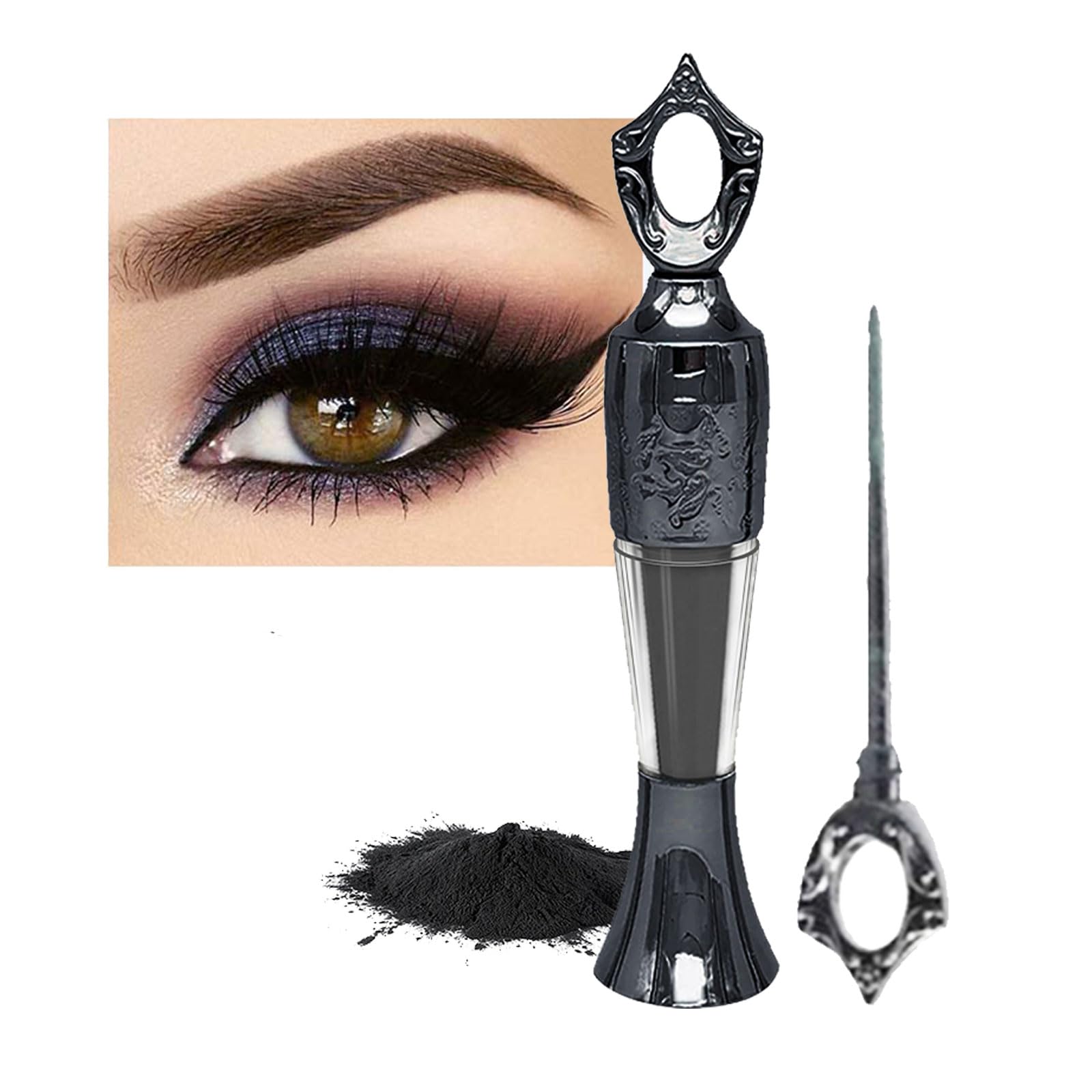 Getaria Sheida Natural Eyeliner Powder - Handmade, Smudge-Proof, Long-lasting Arabic Powder for Natural Makeup (Black)