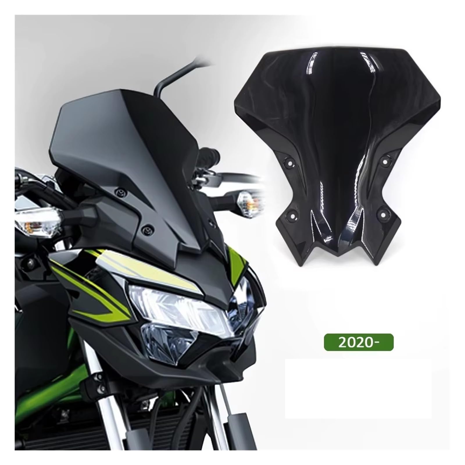 Parabrezza moto Parabrezza Per Visiera Per Moto | Per Kawasaki Z900 Z900 Z650 2020 2021 2023 2024(Nero)