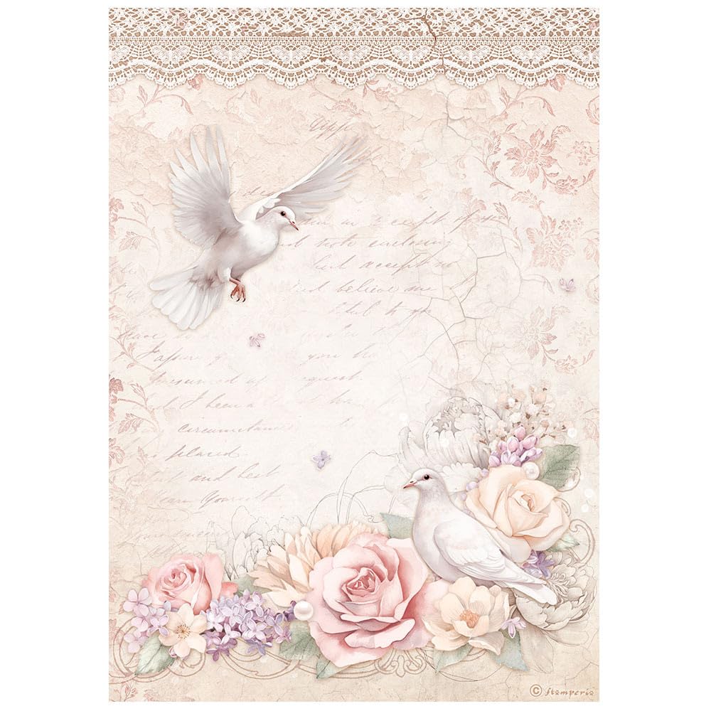 Stamperia Multicoloured International Kft A4 Rice Paper Romance Forever Doves,