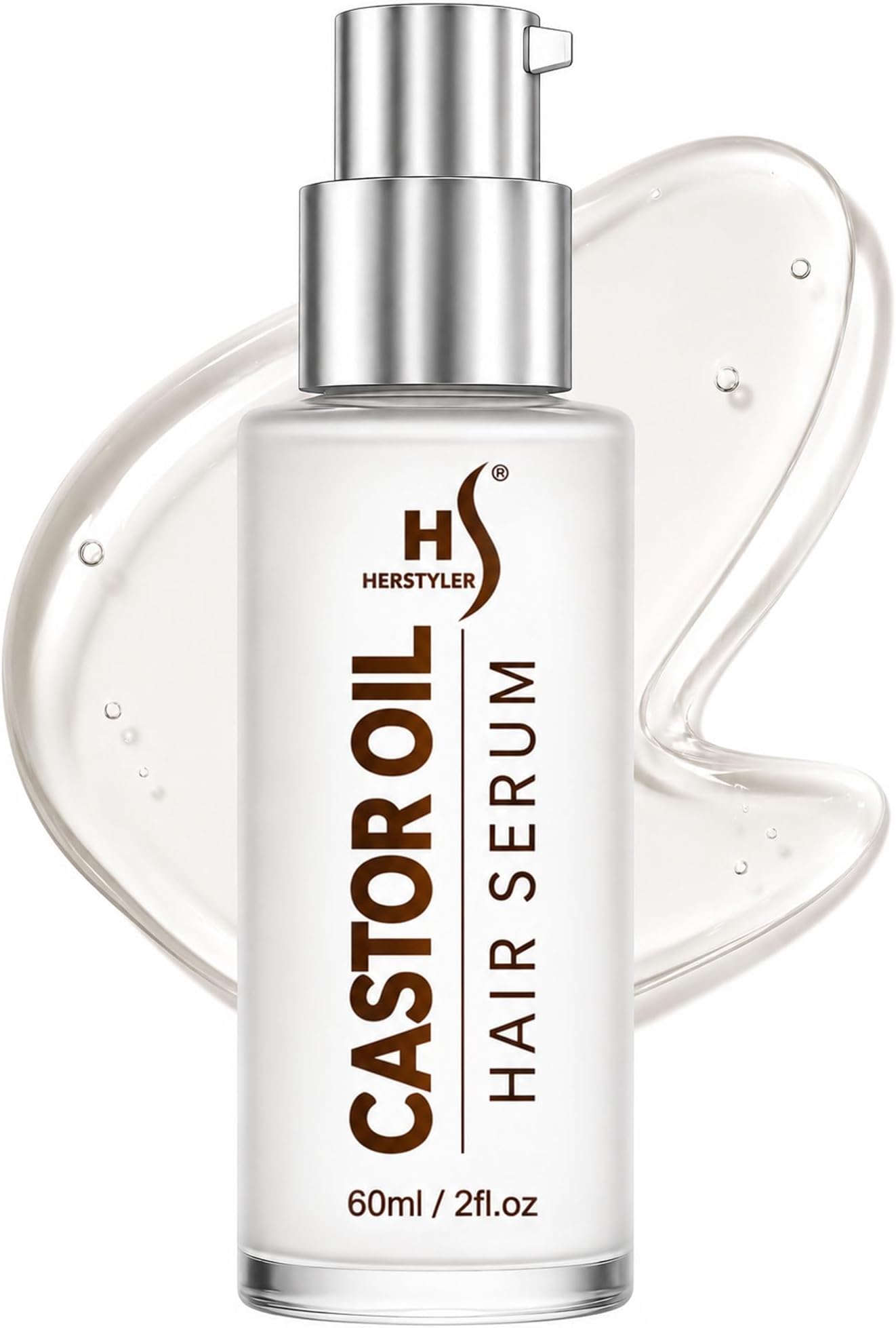 HerStyler Castor Oil Hair Serum - with Argan Oil, Vitamin E, Aloe - 2 Fl Oz