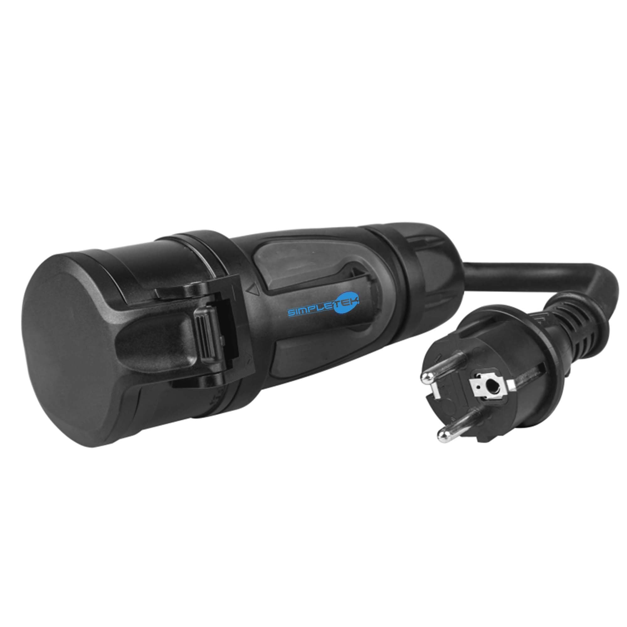 SIMPLETEK Adapter konwertera CEE 16 A do wydajności typu F, 3500 W, 16A, 230 V, zasilanie urządzeń elektrycznych, ognioodporne tworzywo ABS, IP44