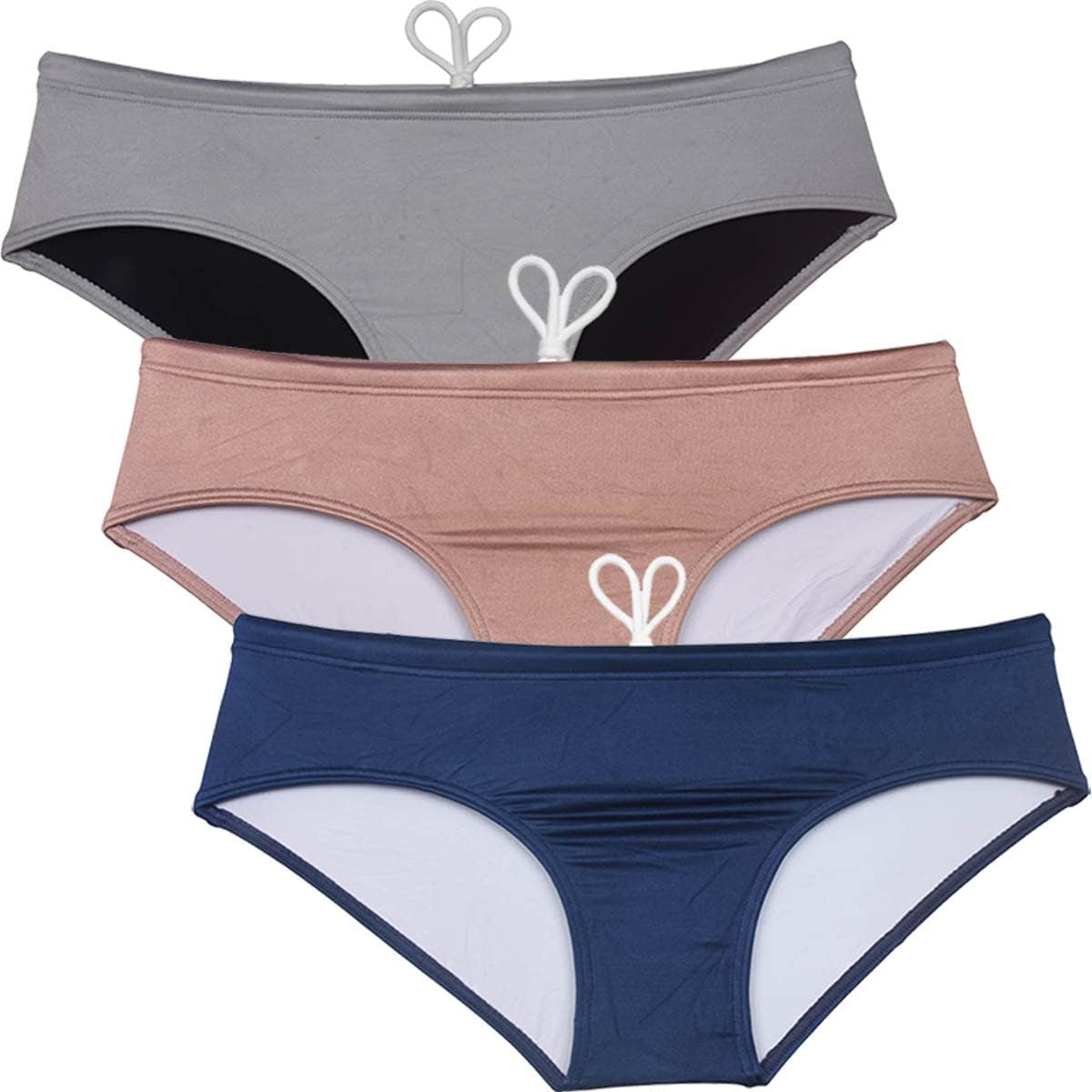 Men's Swimwear Solid Swim Briefs Elastic & Drawstring Swimsuit Ice Silk Lining Board Briefs