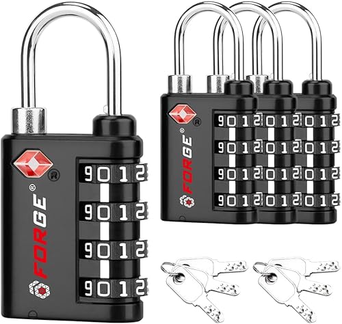 Forge Doble apertura cerradura de llave o combinación, cerradura aprobada por la TSA para equipaje, estuche pelícano, viajes, gimnasio, escuela,
