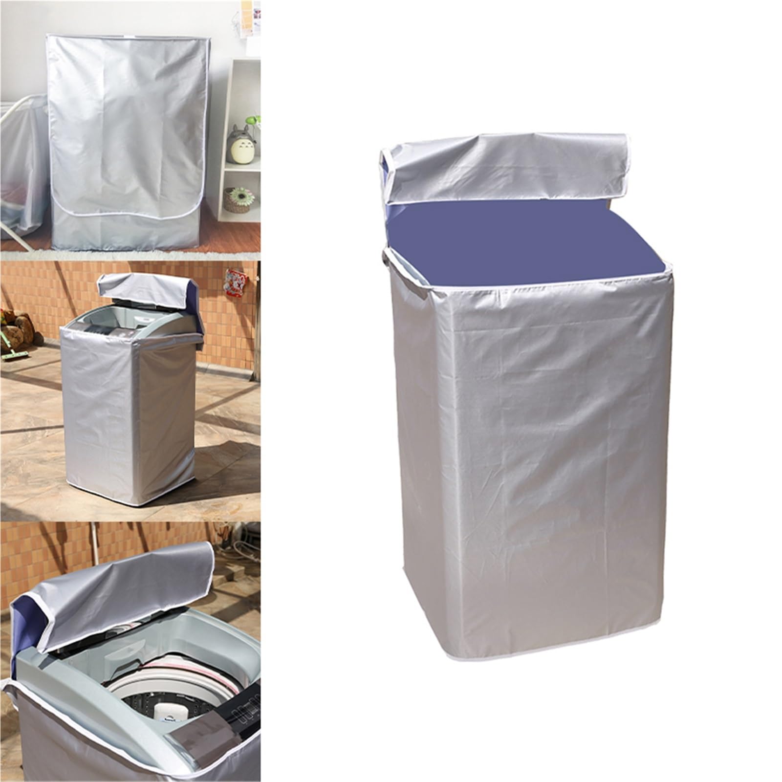 Copertura della Lavatrice Tessuto Spesso for Protezione Solare in Tessuto Impermeabile for Lavatrice e asciugatrice, for Un Uso conveniente, Rivestimento in Argento for bucato(53x55x86cm)