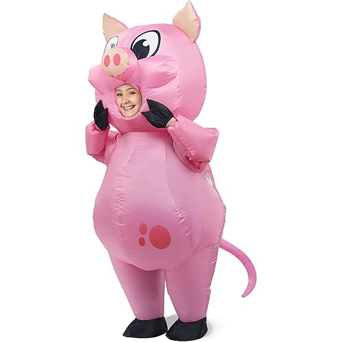 Spooktacular Creations Inflatable Piggy Halloween Costume, Kids Unisex Pink Full Body Animal Pig Inflatable Costume - One Size (Piggy)