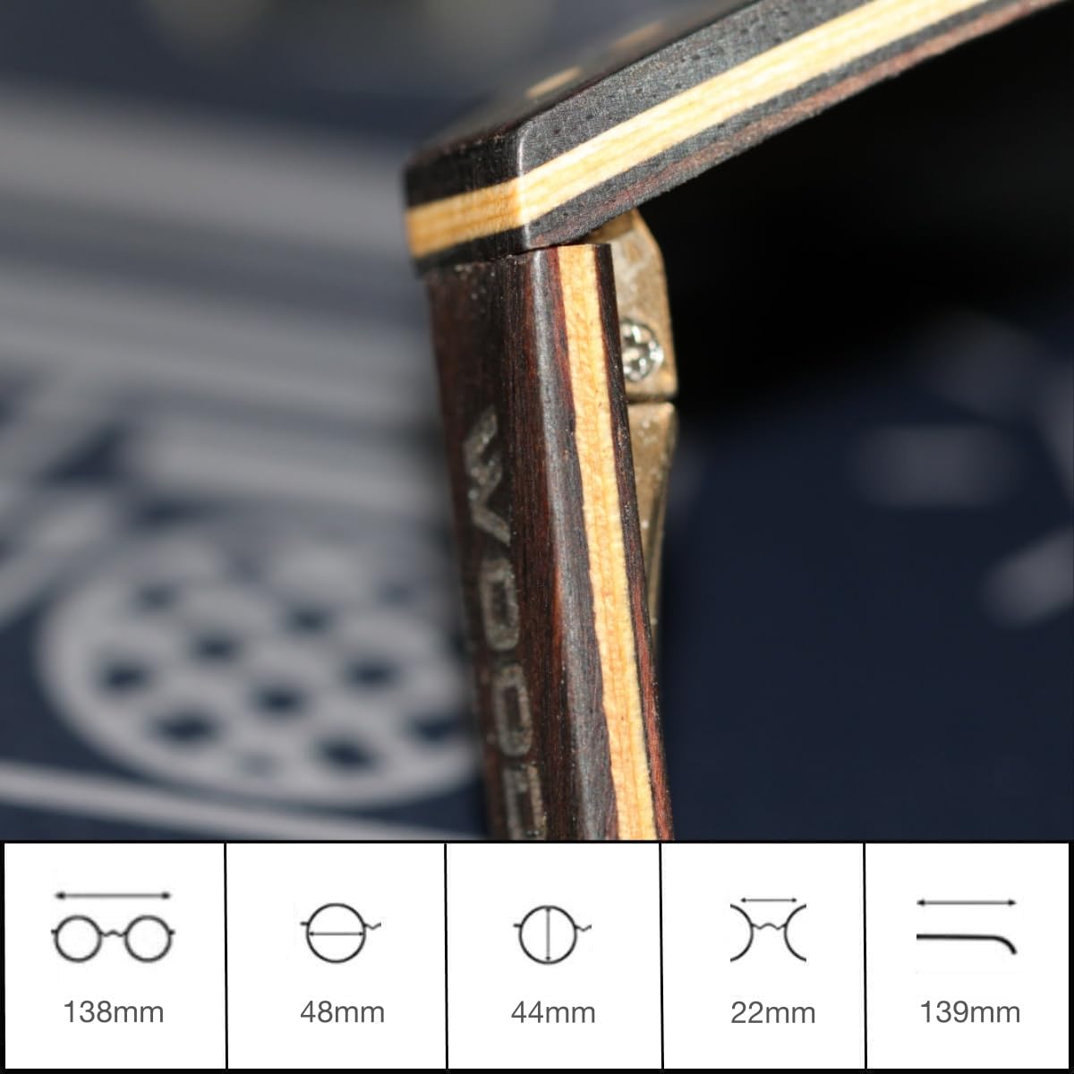 Holz Runde Polarisierte Sonnenbrille - Mode Stil Hölzerne Sonnenbrille mit Bambus Etui für Herren und Damen Perfekte Geschenke