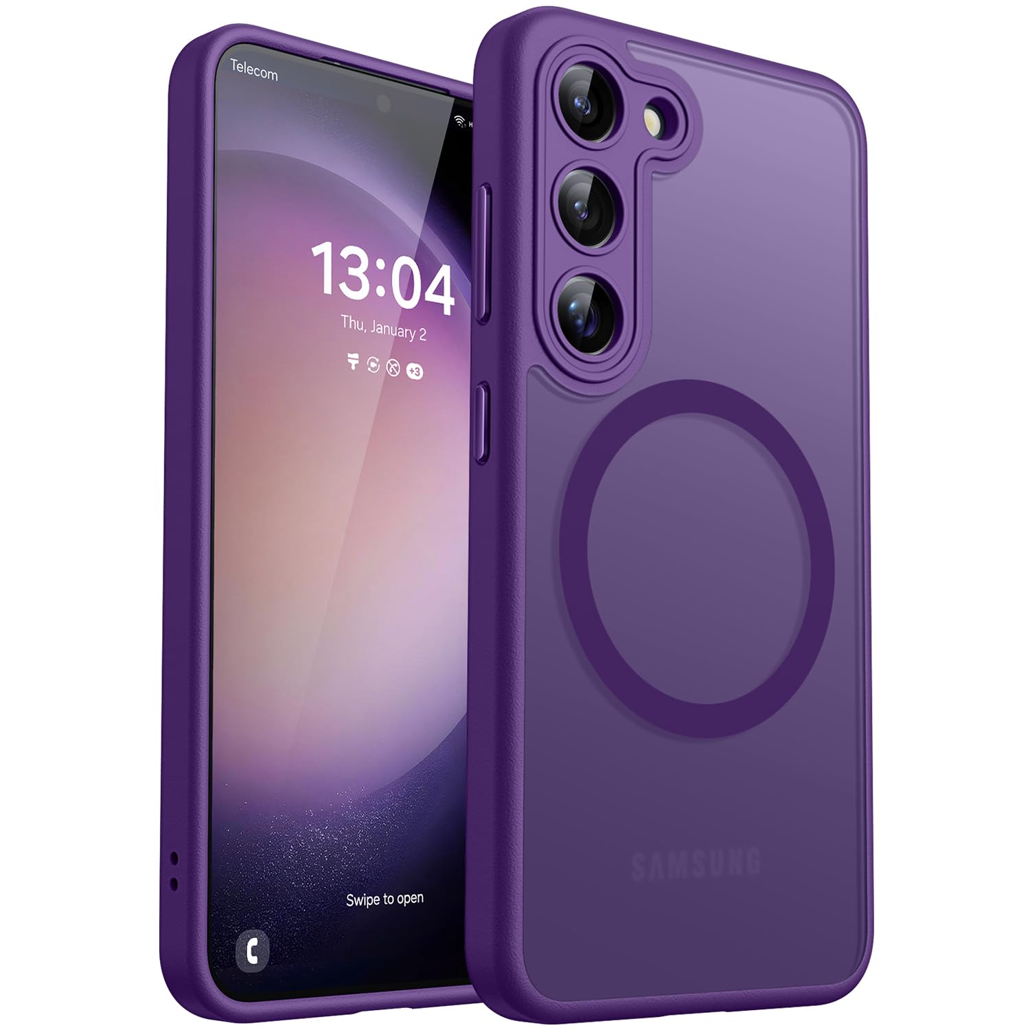 CANSHN Magnetic Shockproof for Samsung Galaxy S23 Case Deep Purple