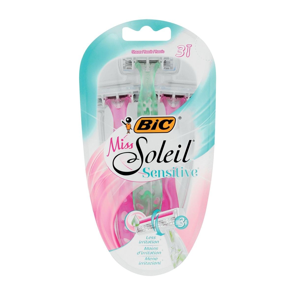 Bic Miss Soleil Sensitive Women's Triple Blade Disposable Razors - Assorted Colours, Pack Of 3