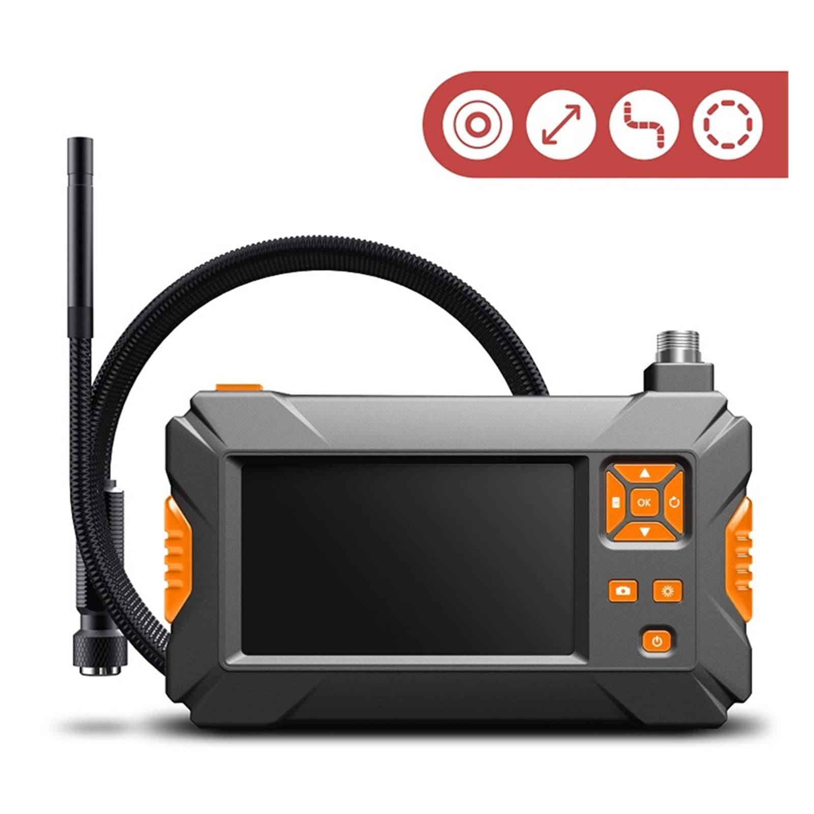 Endoskop, P30 Ekran Handhold EndoScope Single & Dual Lens Camera 43 "Przemysłowy boroskop 2.0mp Camera Wąż Wąż 18650 Bateria(1m,3.9mm Rigid Cable)