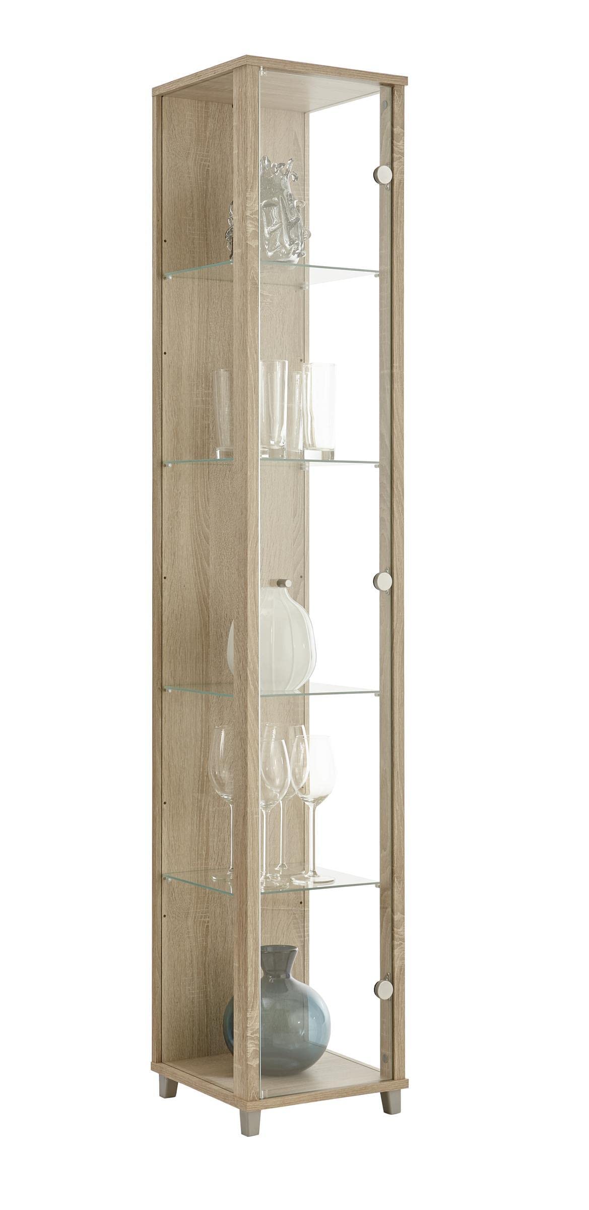 möbelando Vitrine Glasvitrine Standvitrine Vitrinenschrank Berlin III Sonoma-Eiche