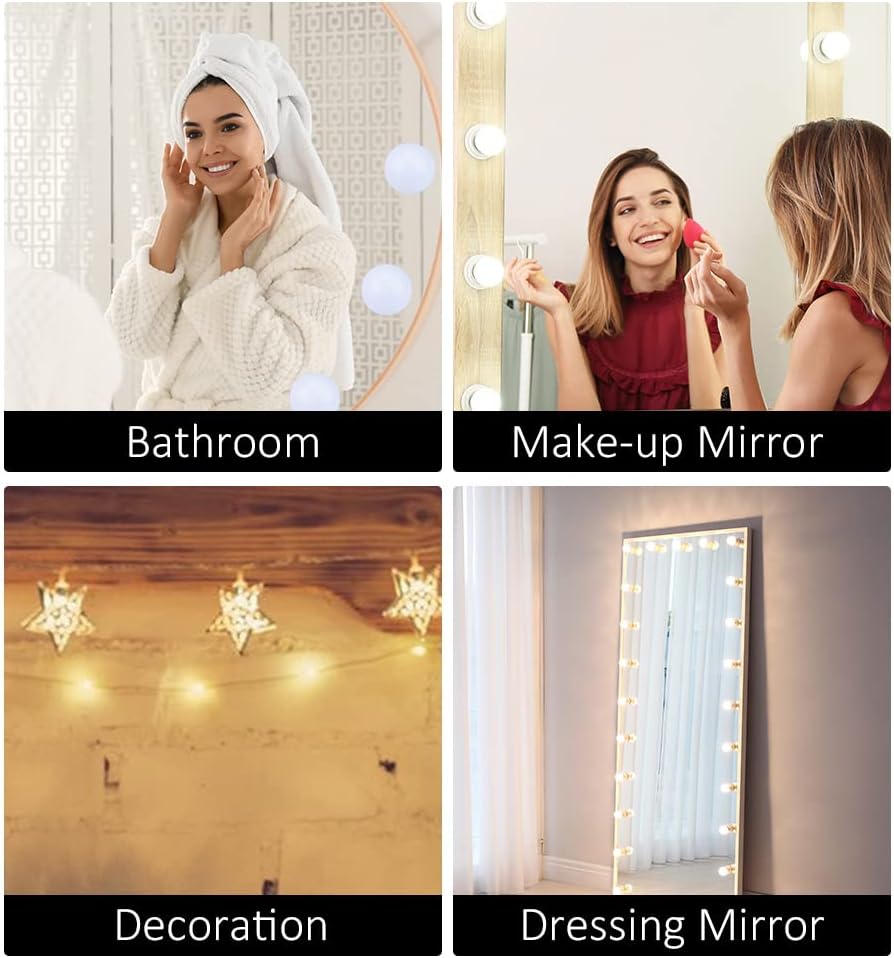 LED Vanity Mirror Lights with 6 Dimmable Bulbs 3 Color Modes, Hollywood Style Makeup Lights for Dressing Table Mirror, Bath Mirror Lamps with USB Power Cable (Mirror and Adapter not Included)