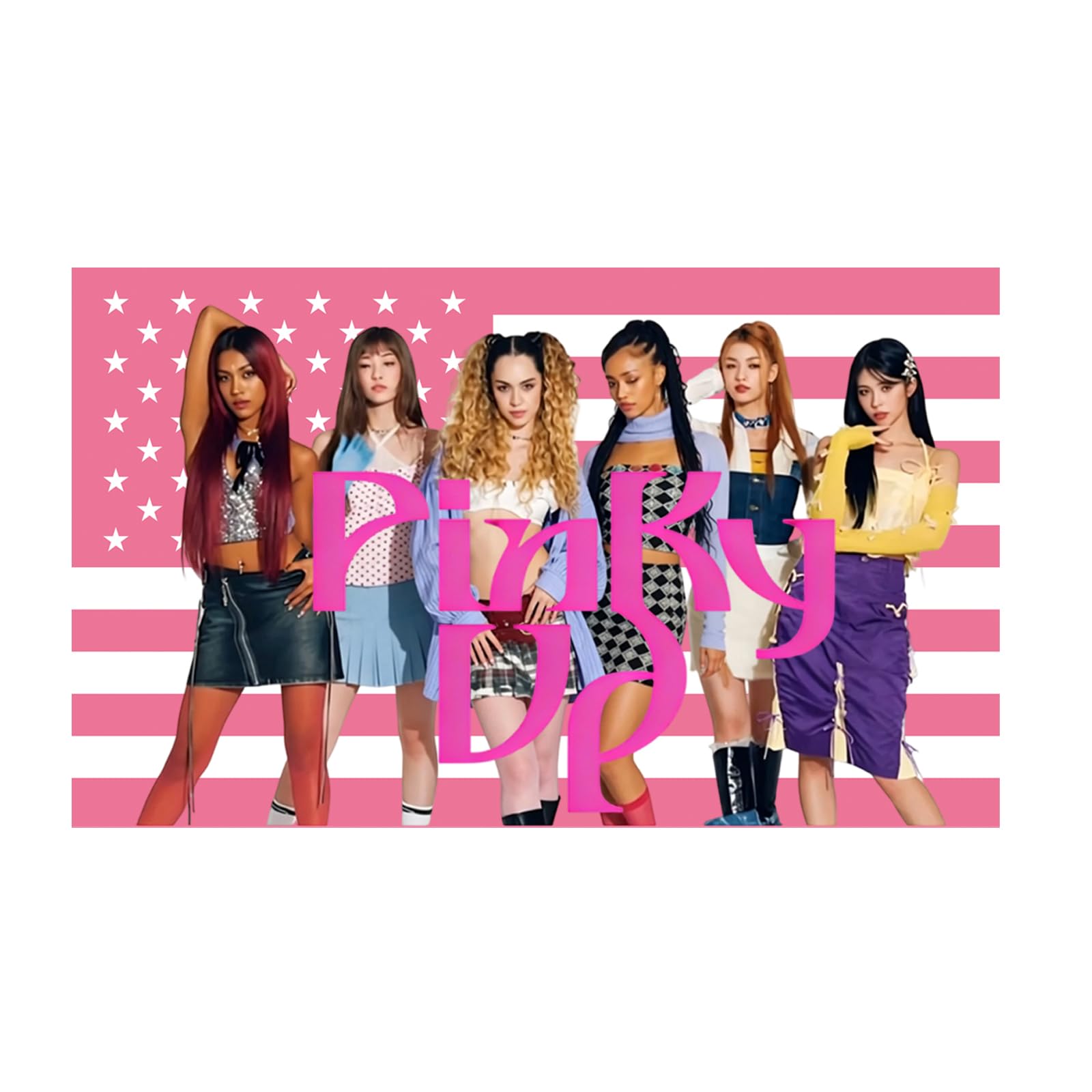 Katseye Flag Korean Girl Group Album Pinky up Katseye Merch Album Flag Wall Hanging Banner Art Aesthetic for Dorm Bedroom Living Room Office Party Decor 150 cm × 90 cm A02