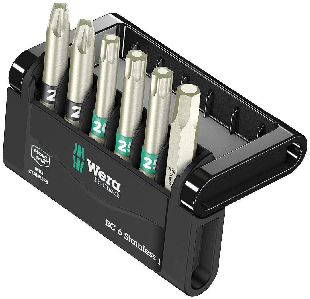Wera 05073634001 Bit-Check 6 Stainless 1 SB Torsion Carded Bit Set (6-Piece)