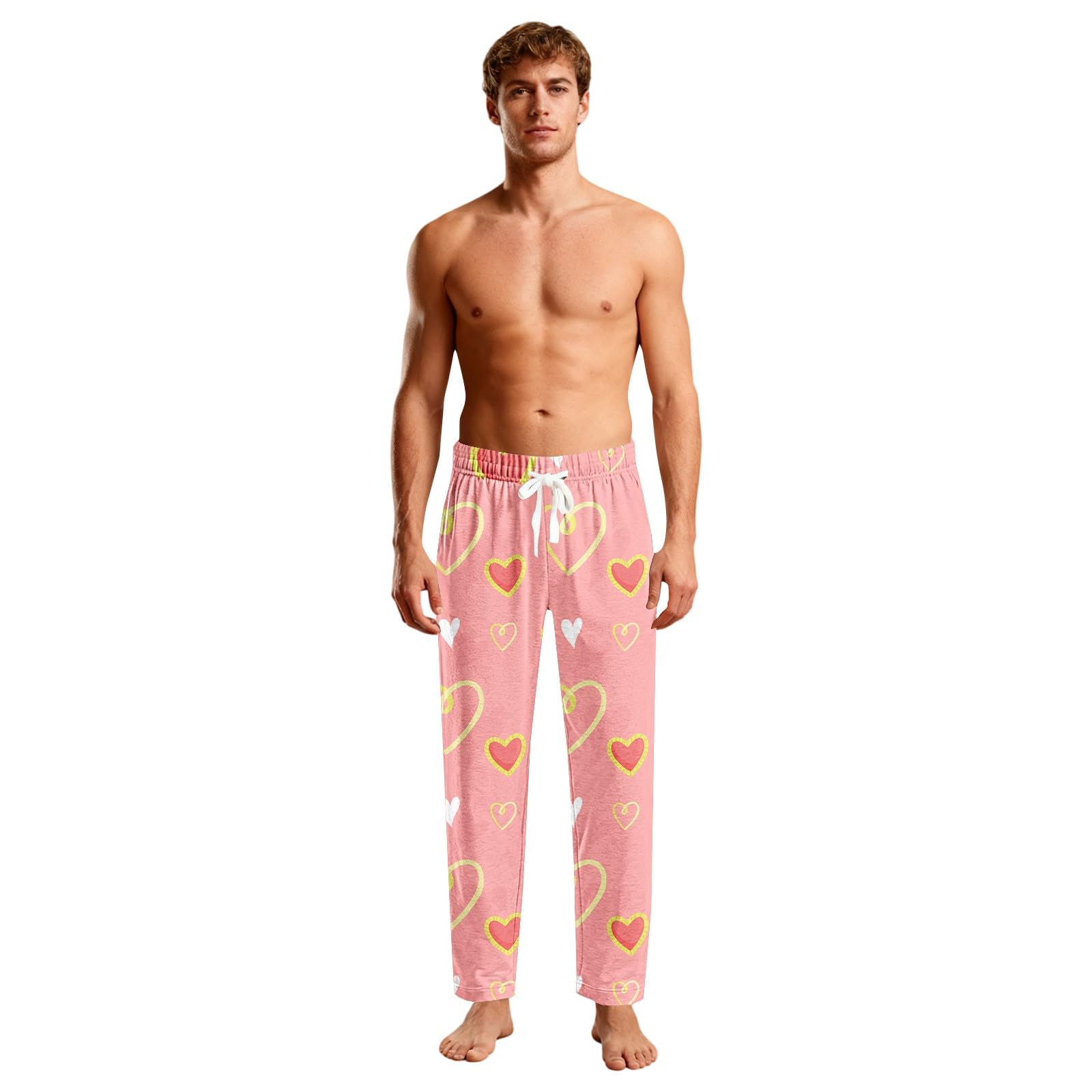 Pijama para hombre con cintura elástica, abrigo para hombre (rosa, XL)