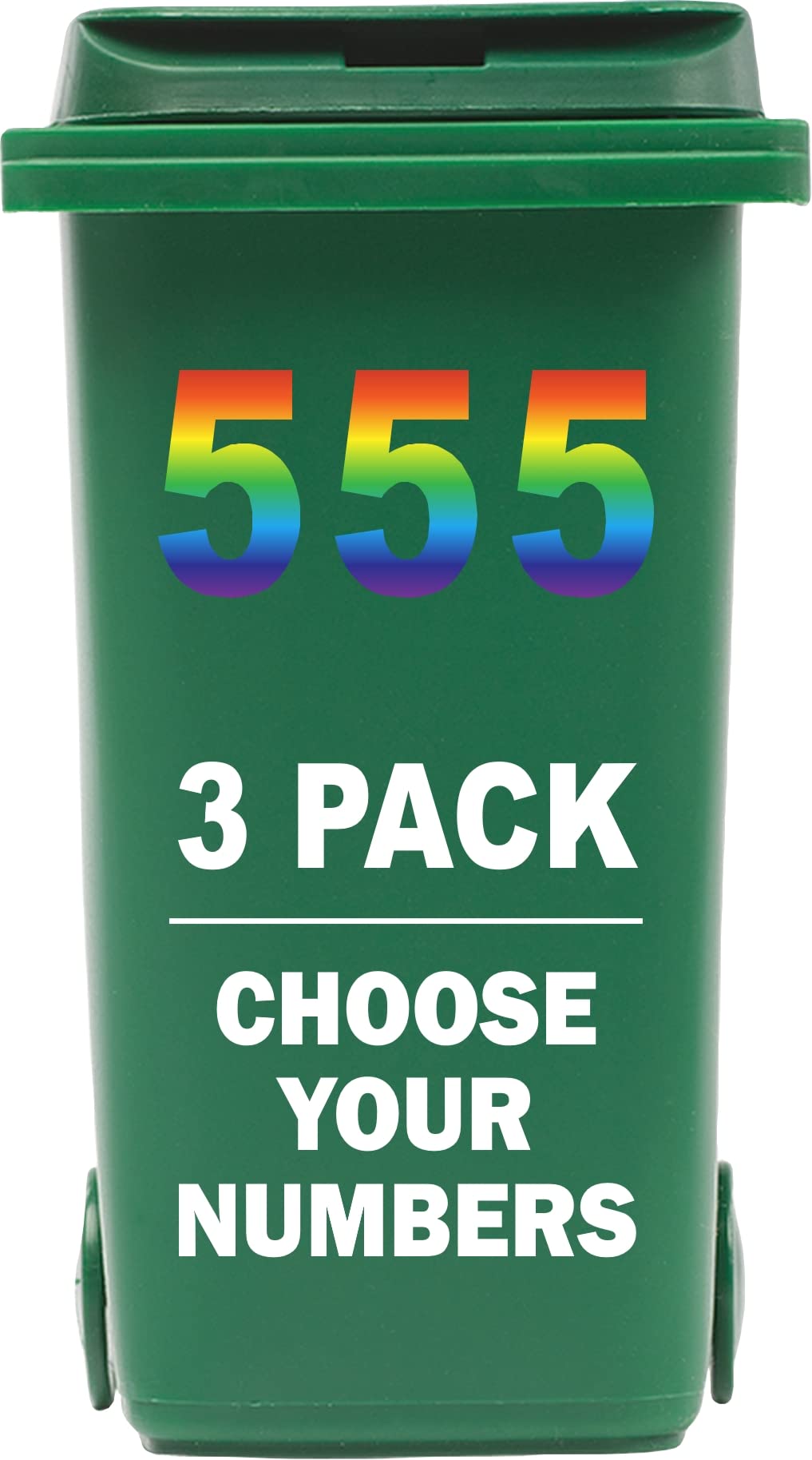 3 x Multicolour Bin Numbers for Wheelie Bins, 0-9, Dustbin Stickers, Easy Application 17.5cm Stick On Number Stickers - Weatherproof Self Adhesive Vinyl (5)