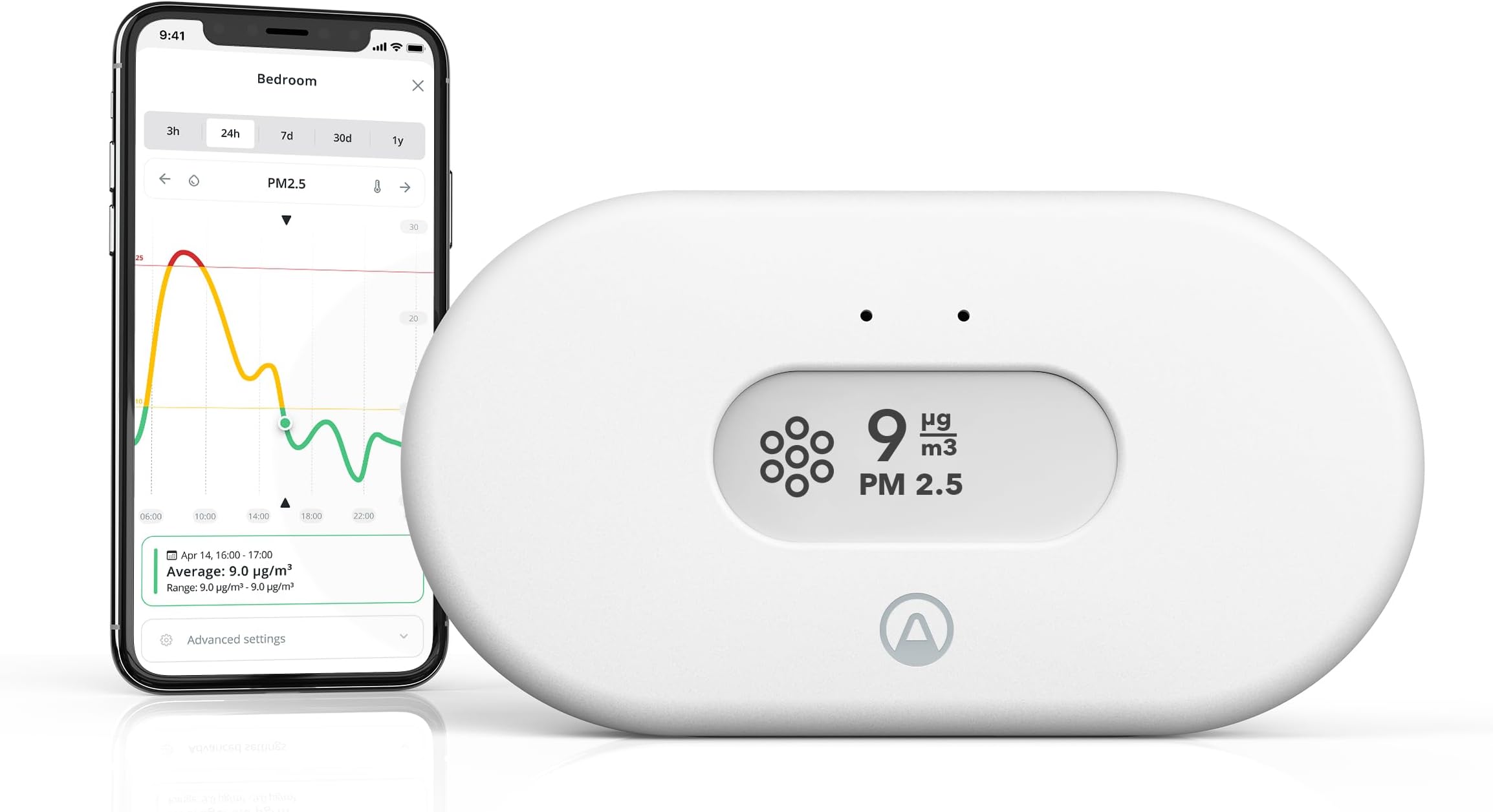 View Pollution - PM2.5 Air Quality Monitor, PM2.5 Sensor, Humidity & Temp - Smart Indoor Air Pollution Detector for City Pollution & Wildfire Smoke Monitoring - App, Battery Powered & WiFi