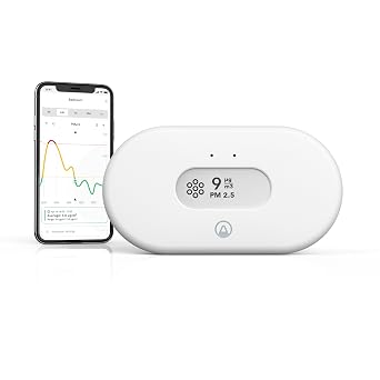 Airthings View Pollution - PM2.5 Air Quality Monitor, PM2.5 Sensor, Humidity & Temp - Smart Indoor Air Pollution Detector for City Pollution & Wildfire Smoke Monitoring - App, Battery Powered & WiFi