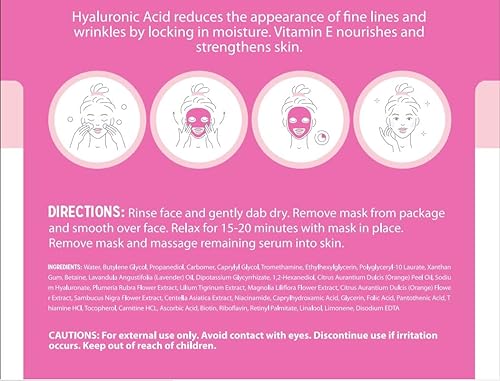 Miniatura 6 de Repair Beauty Mascarilla facial con ácido hialurónico y vitamina E  Rellena e hidrata la piel, reduce las arrugas y líneas finas, mascarilla