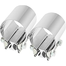 2pcs 2.25 Inch 2.25" Butt Joint Exhaust Band Clamp Sleeve Stainless Steel 304