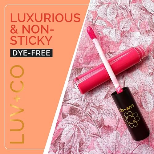 Luv+Co Lip Gloss 7Ml 90% Organic Moisturizing Lip Gloss Non Sticky Shiny Natural Colorants For Light Glossy Coverage Gluten Free Paraben Free | Bronze Orange Metallic | Sunset #TOP3