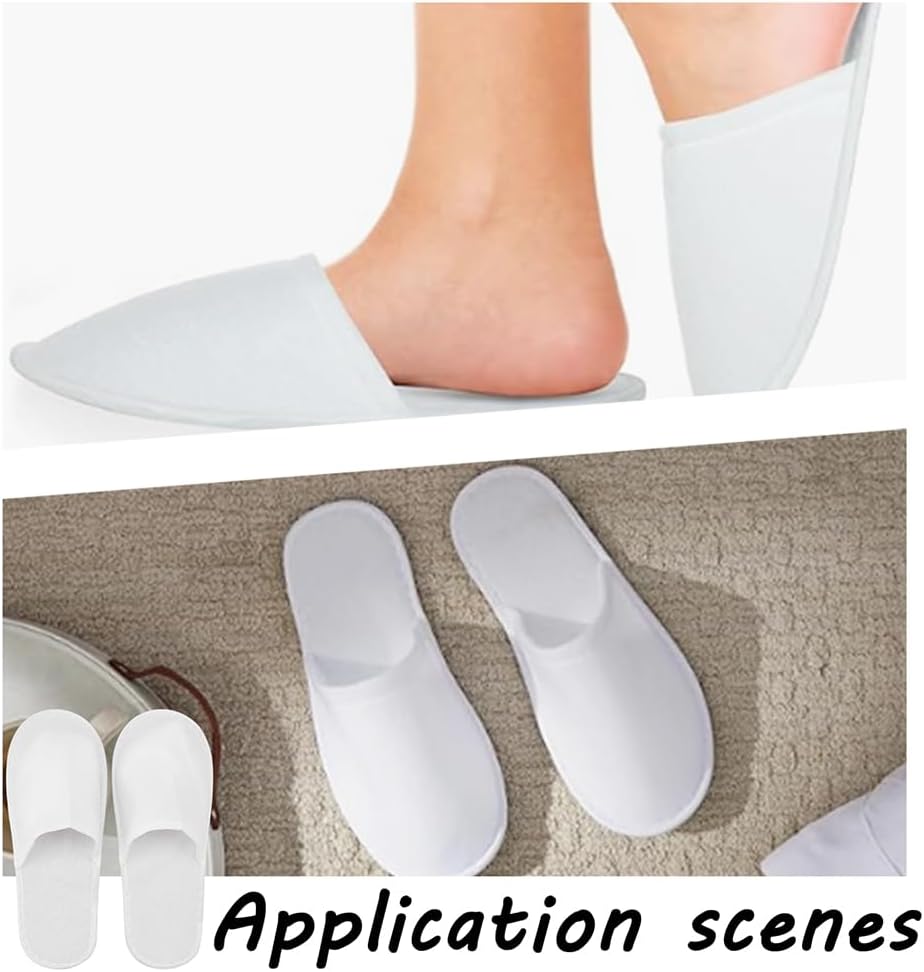 48 Pairs Bulk Slippers for Hotel, White Hotel Spa Slippers Single-Use Slippers Guest Slipper for Spa Travel Shoeless Home, 11x4.33 Inch