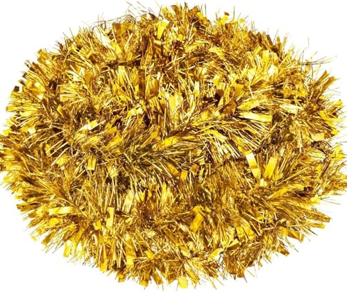 SHATCHI 1.8m/6ft Gold Luxury Deluxe Chunky Christmas Tinsel Garland Xmas Tree Decorations