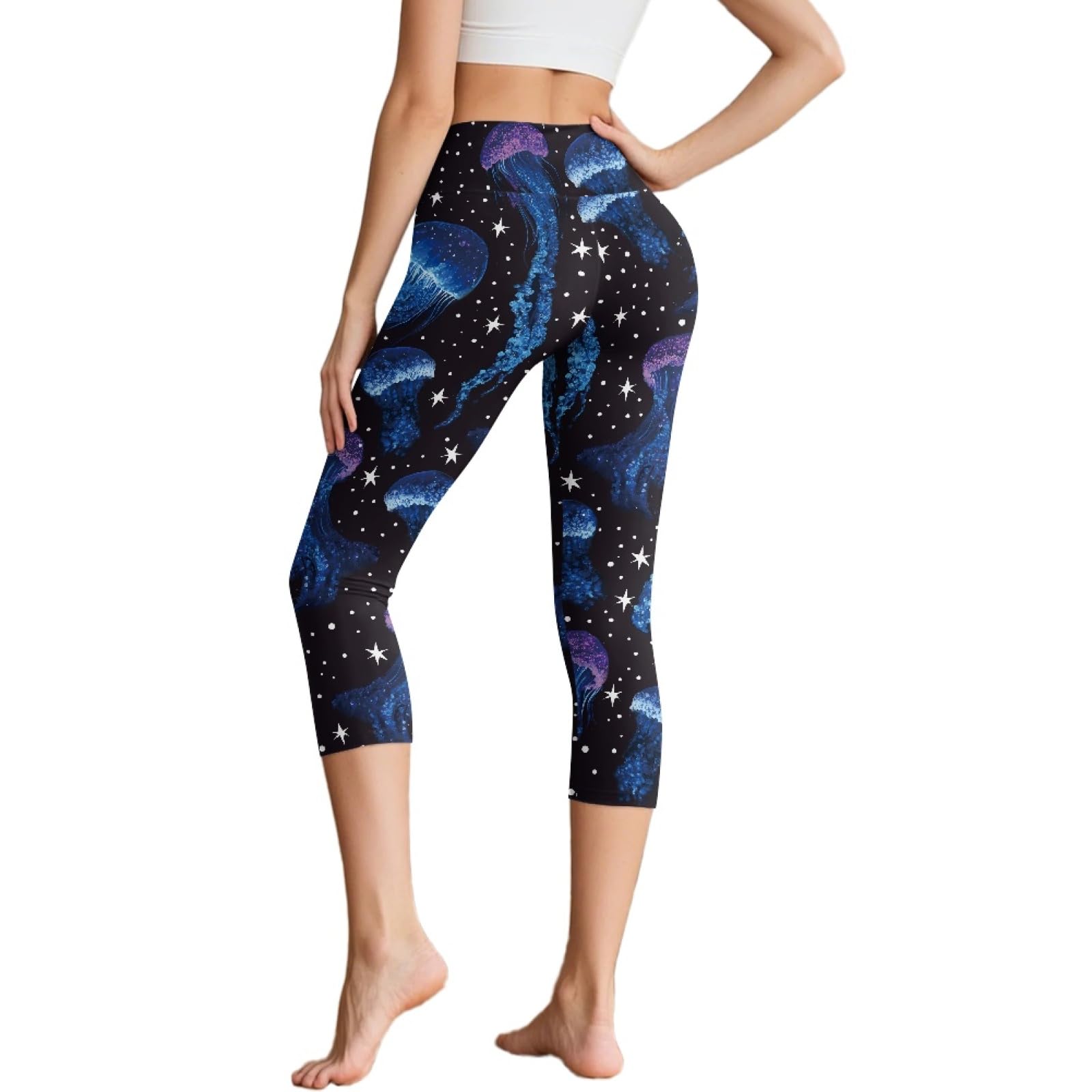 Amzbeauty Pantalon 3/4 taille haute - Legging capri avec panneau de contrôle du ventre - Pantalon actif décontracté extensible pour le sport, la gym, le yoga