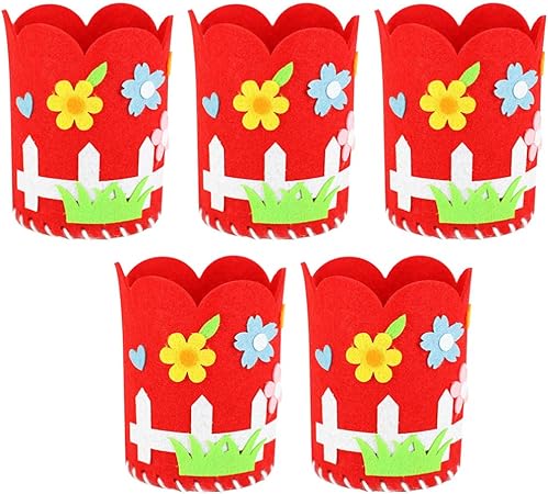 Amazon Toymytoy 5pcs子ども手芸キット手作りペン立て未完成不織布diyペンシルホルダーコップフェルトクラフトキット知育玩具ホビー用 赤いフェンス 手芸 画材 通販