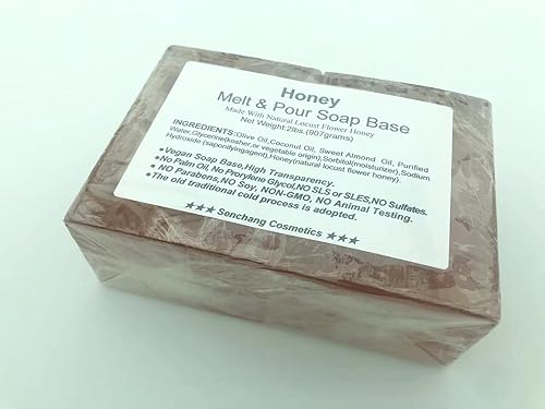 Miniatura 7 de Base de jabón para derretir y verter glicerina transparente de miel de 2 libras, Supea transparente, fácil de derretir y verter, natural, orgánico,