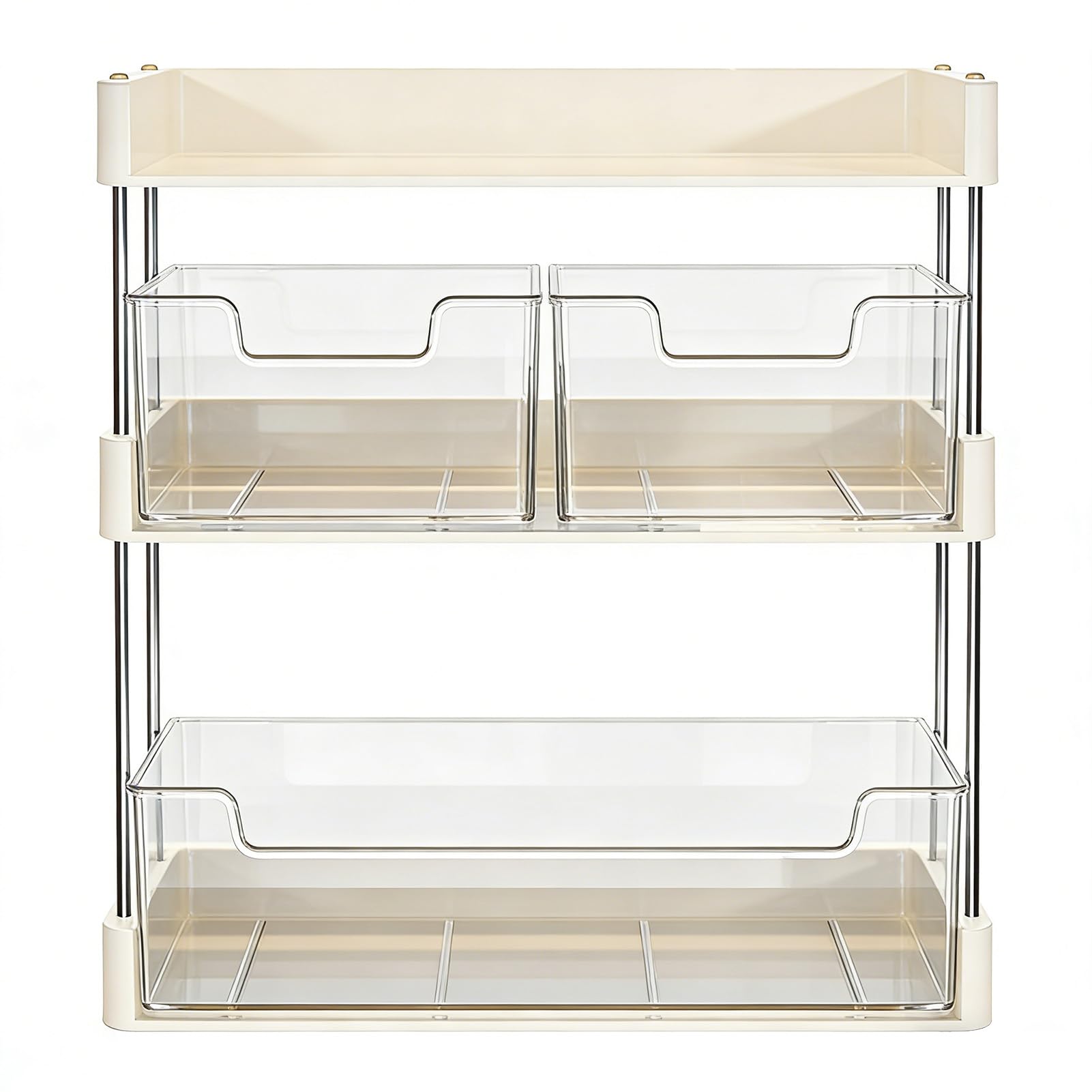 Organisateur de maquillage transparent à 3 niveaux avec tiroirs |Stockage des soins de la peau