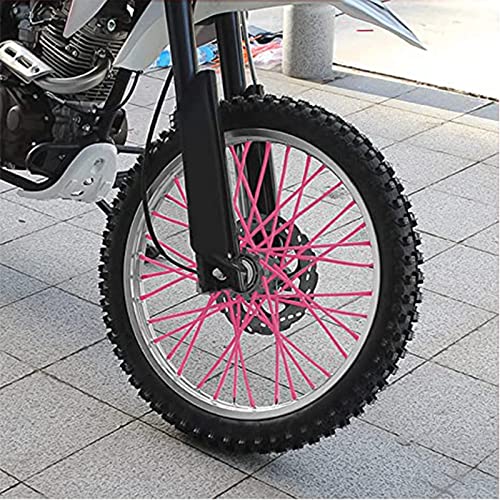 Image of 72 PCS Universal Spoke Skins Motorcycle Dirt Bikes Colorful Protective Trim Wrap Cover Wheel Guard for Yamaha Kawasaki Suzuki(Pink)