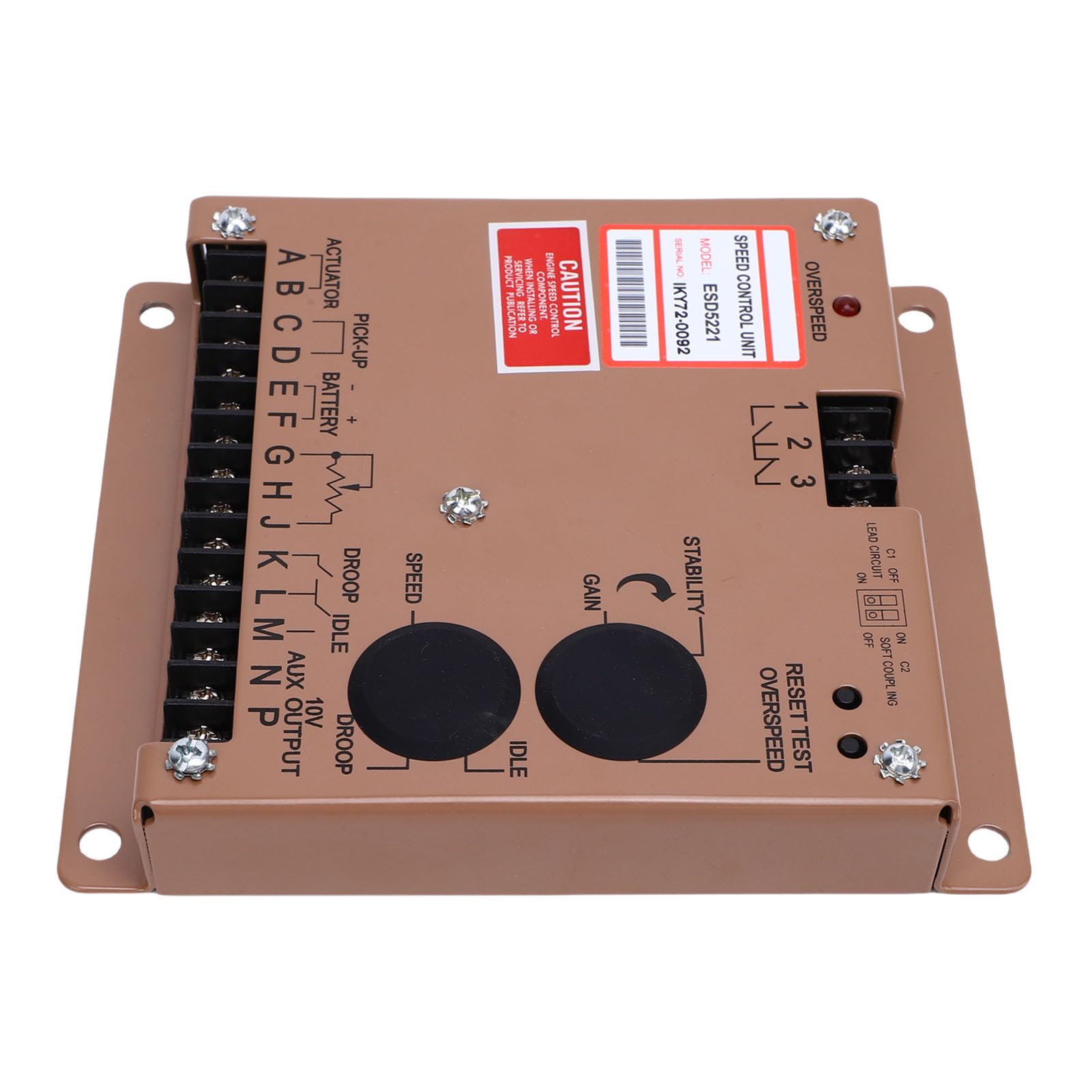 Unità di Controllo della velocità ESD5221, Controller del Regolatore del Motore del Generatore Regolabile con Protezione da velocità Eccessiva per Vari Gruppi Elettrogeni