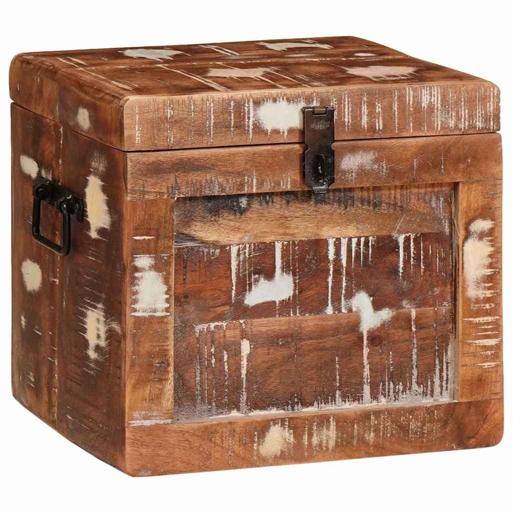 Boîte de rangement en manguier marron 32x30x30 cm avec serrure