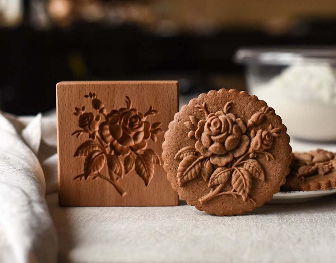 Keksausstecher, Keksformen aus Holz, Kekse, Keksausstecher mit Prägung, 3D-Backen, Keks-Dekorations-Backwerkzeug
