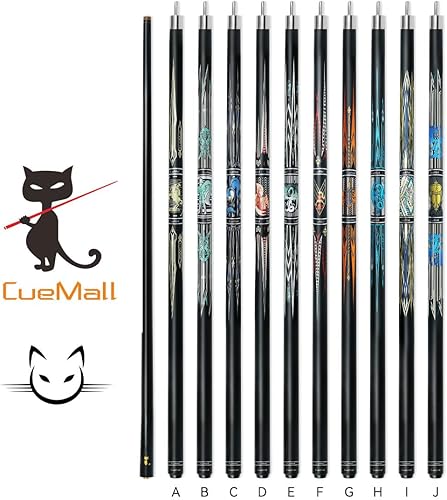 Miniatura 6 de CueMall - Tacos de billar de 58 pulgadas, 2 piezas, palos de billar de fibra de vidrio de 0.492 in, palillos de billar de 19 onzas, tacos de billar
