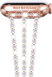Zitel Bling Rhinestone Metal Band Compatible with Apple Watch Straps for Women Girls Sparkling Shiny Wristbands