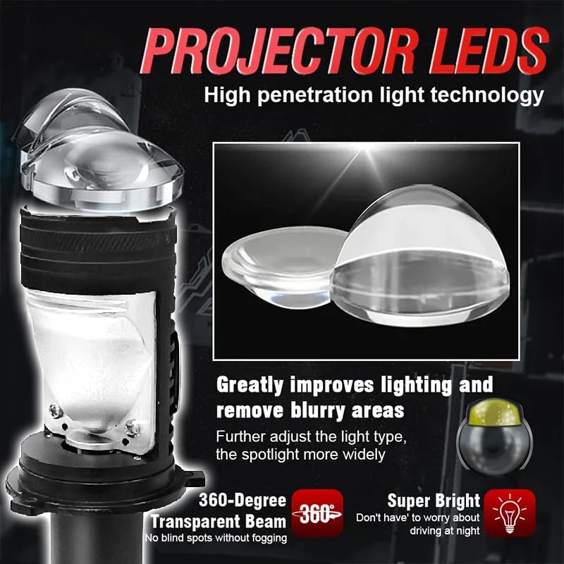 Auto Pearl H4 LED Projector Lens Motorcycle Headlight Bulbs 12V 8000LM Bulb H4 CSP Chip High/Low Beam, 45W-55W Canbus Turbo, 6000K White Light compatible with Hunter_350 (Pack of 1) - Image 8 thumbnail