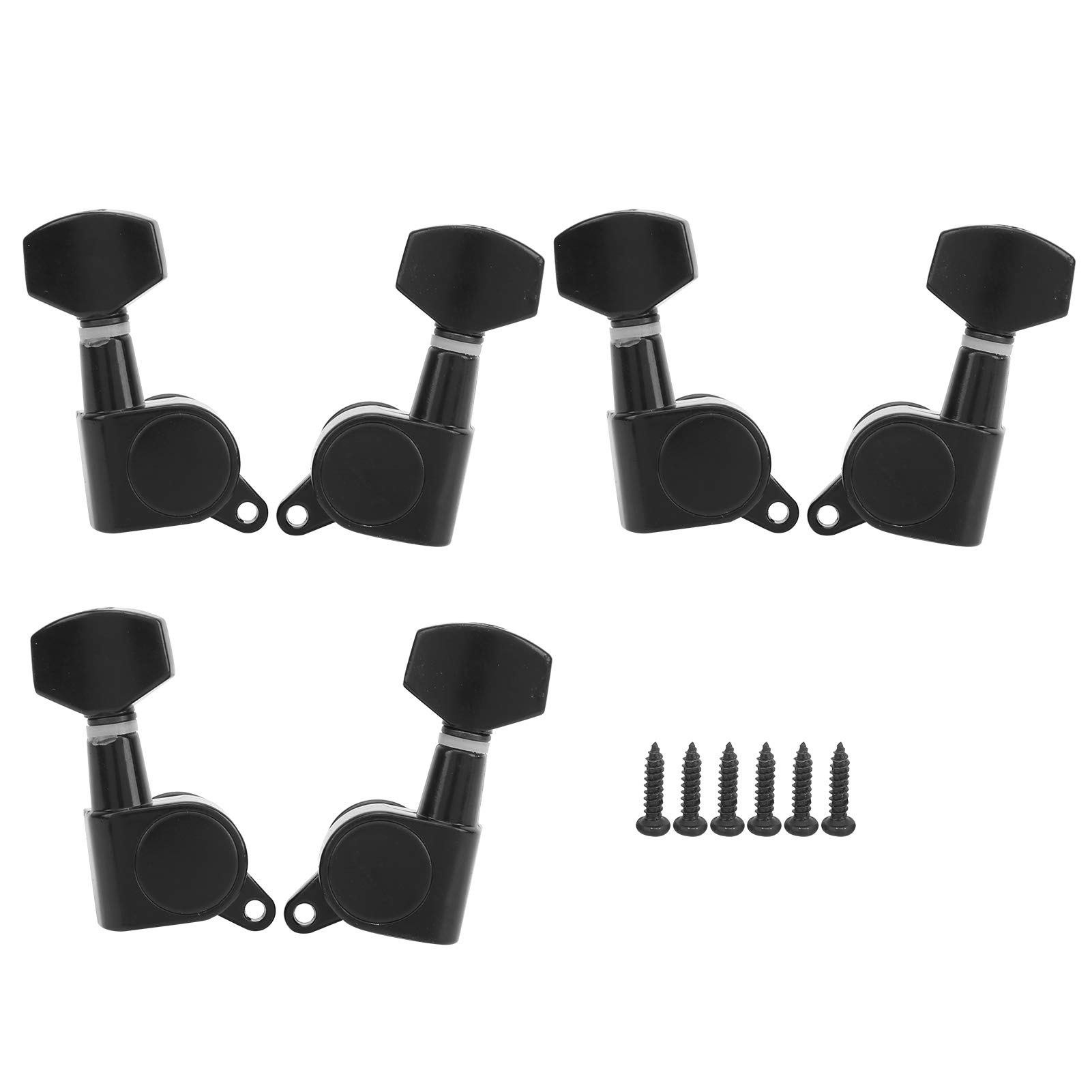 Locking Tuners Pegs, 6 Pcs Guitar Locking Tuners Lock String Tuning Key Pegs Guitar Tuning Pegs Machine Head Replacement for Electric Guitars(Black)