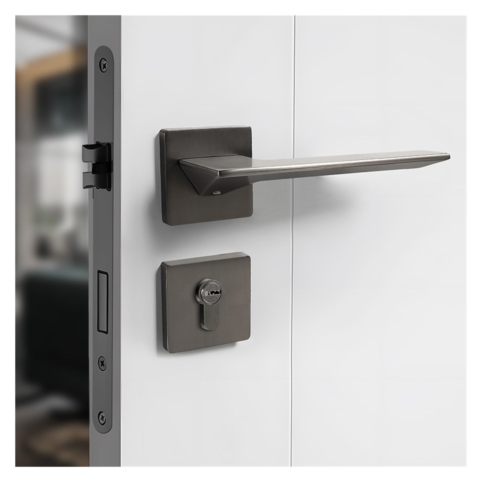 Serrure de porte magnétique silencieuse 72 pour chambre en bois moderne noire
