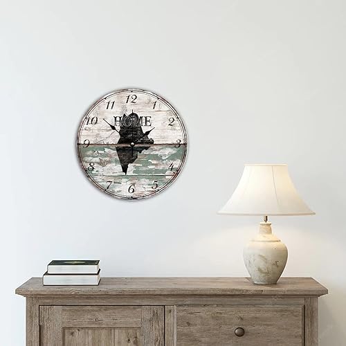 Miniatura 6 de Home States - Reloj de pared de Maine, mapa de estados de EE. UU., reloj de mar sin tictac con batería de 10 pulgadas, arte de pared, reloj de