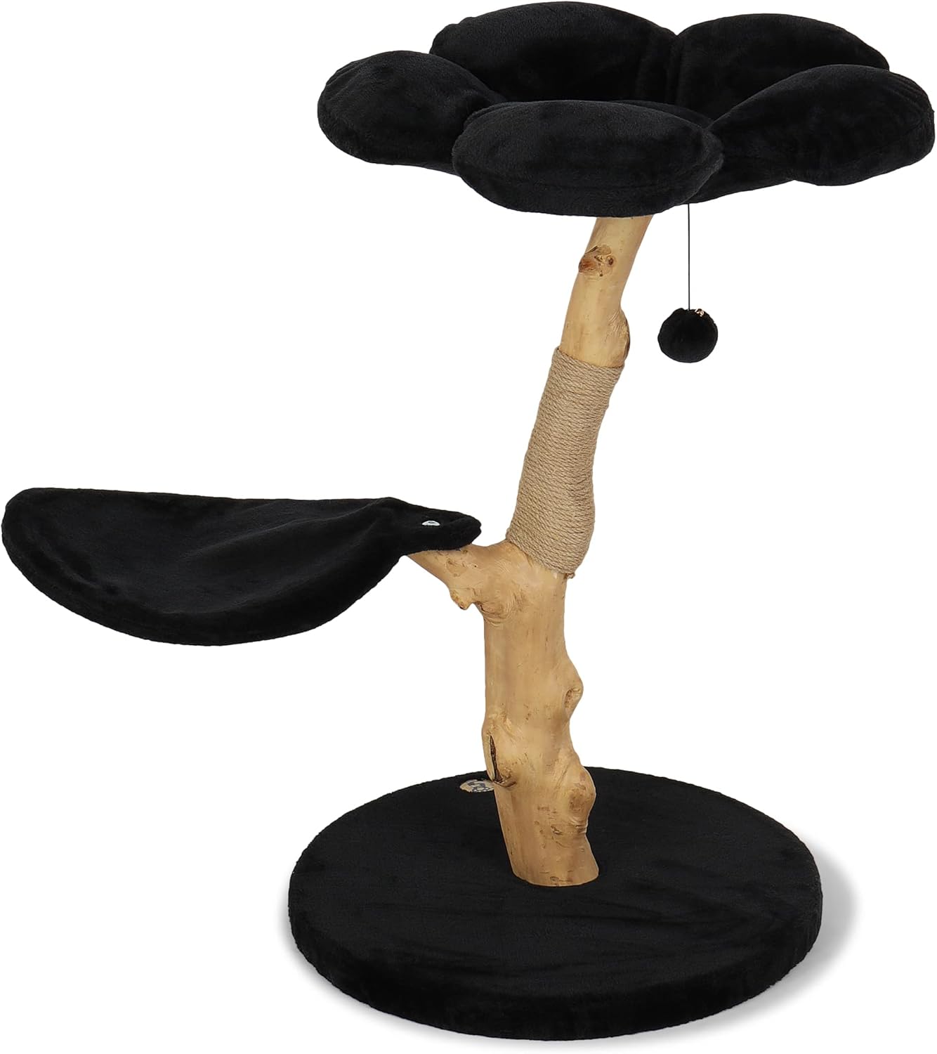 KBSPETS Wood Floral Cat Tree, Cozy Plush, Wooden Cat Tower