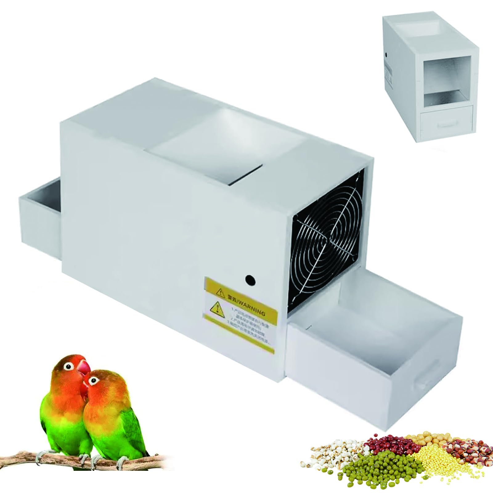Séparateur de coques de nourriture pour oiseaux à double tiroir robuste