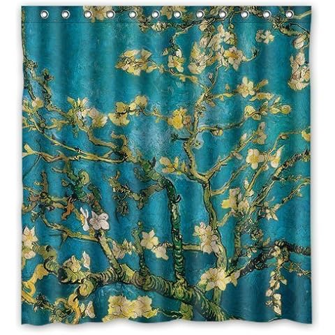 DAMEILIN Van Gogh Artisoo Oil Painting Almond Blossoms Pattern Beautiful Pattern Waterproof Fabric Sold By Too Amazing Shower Curtain Bath Decor Curtain 66" x 72" Cover