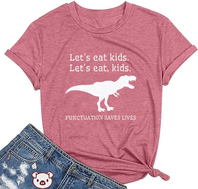 Dinosaur Shirt for Women Cute Dinosaur Graphic Tee Short Sleeve Animal Lover Teacher Top