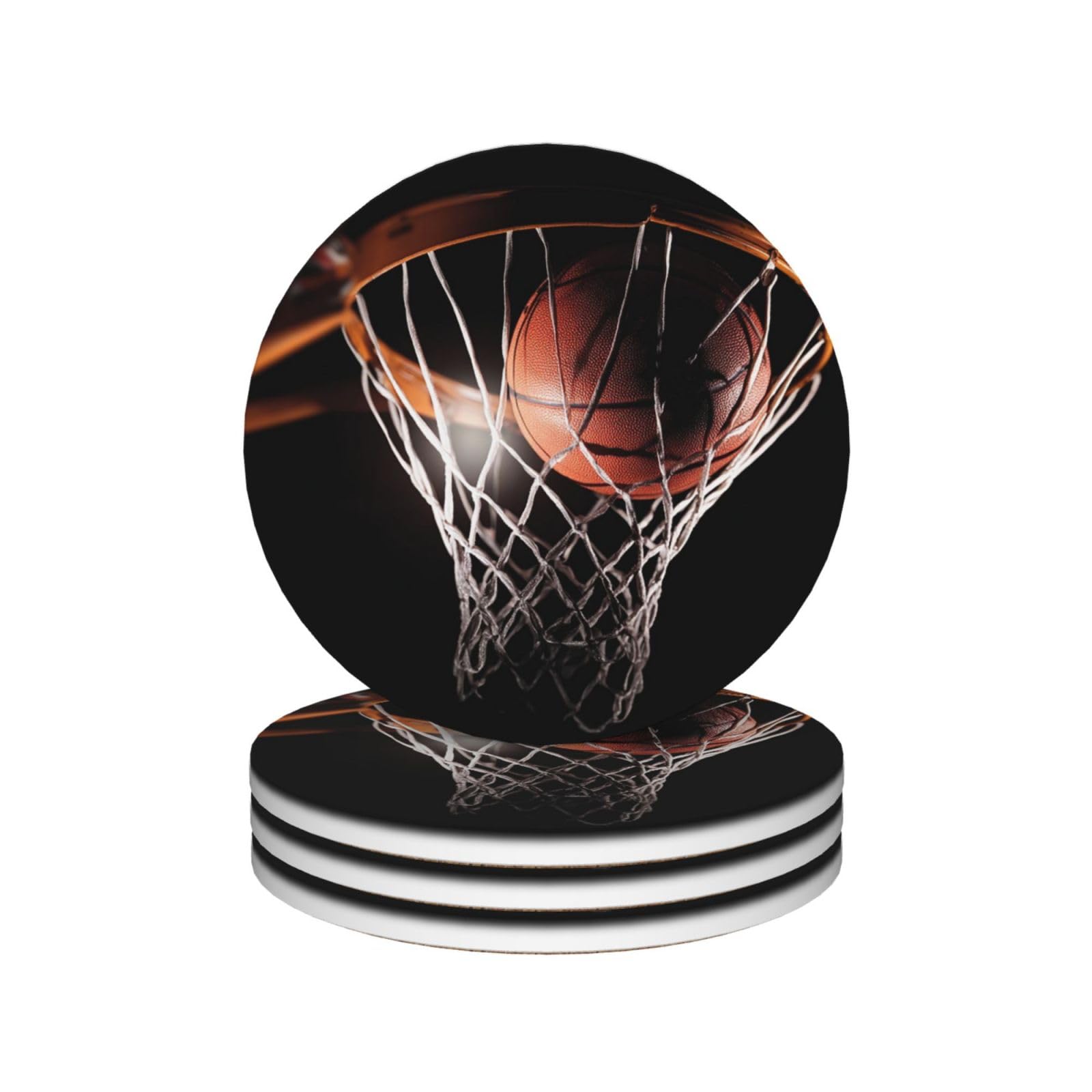Drink Coasters Set of 4 Coffee Ceramic Coaster Basketball Coasters for Drinks Coffee Cup Mat Heat Resistant Tabletop Protection Coaster Desk Accessorie Home Decorative