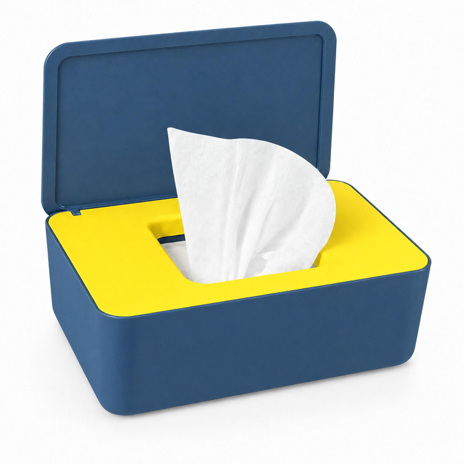 jiuzcare Feuchttücher Box, Feuchtes Toilettenpapier Box, Box für Feuchtes Toilettenpapier, Feuchttücherbox aus PP, Feuchttuchspender mit Deckel, 21 x 12,5 x 10 cm (Baby, Badezimmer, Blau Gelb)