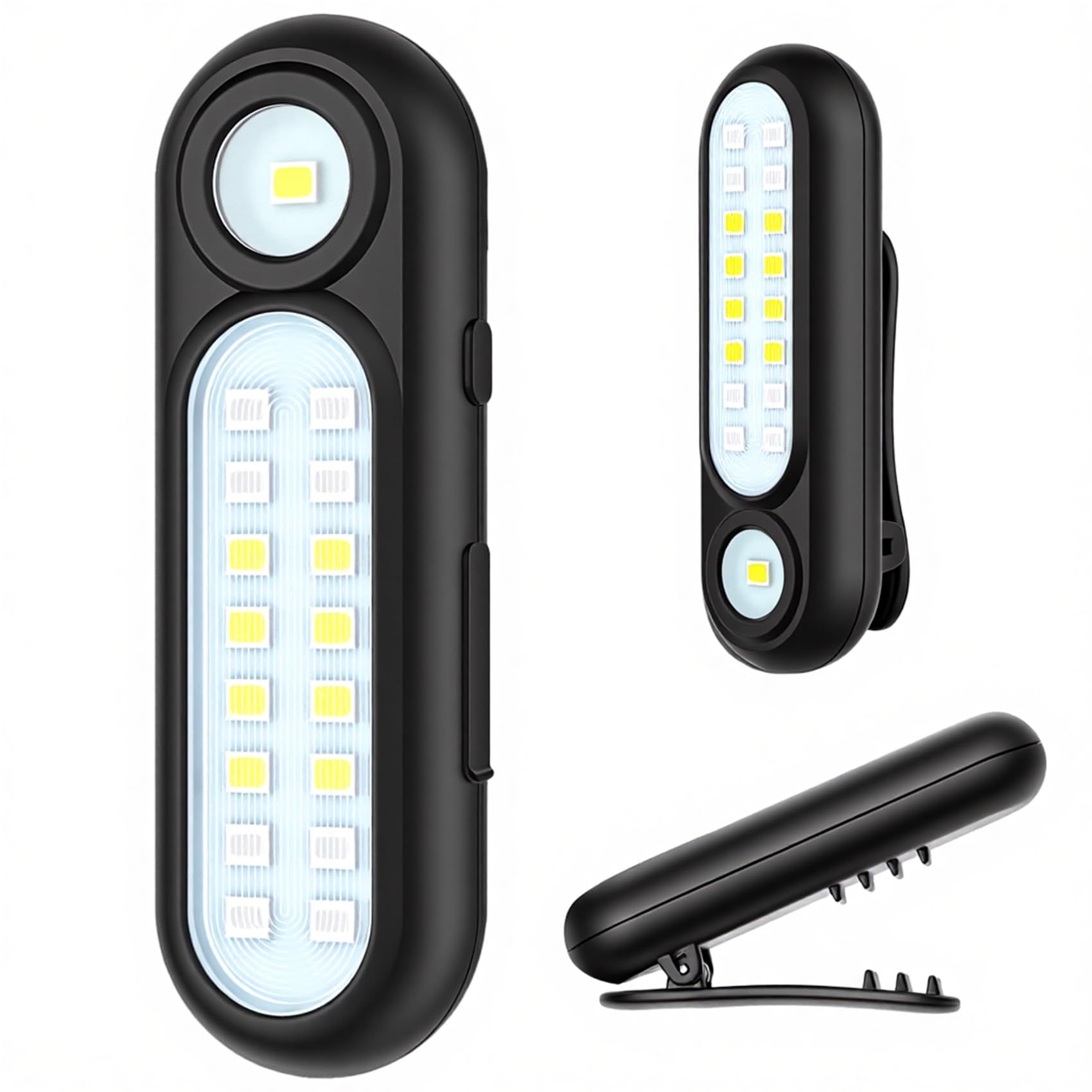 Yaklim Clip On Flashlight, Rechargeable Running Lights for Runners Portable Hands Free Flashlight for Walking Dog, Safety Light for Walking at Night, LED Work Light Warning Flashing Camping